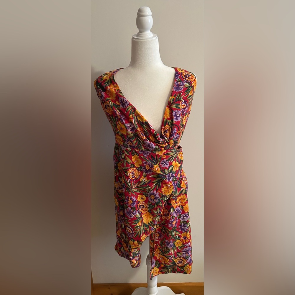 ALAIN TOUSSAINT Floral Wrap Dress